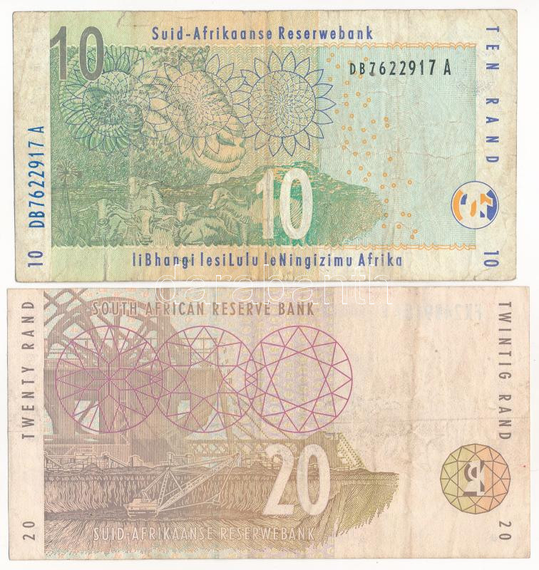 Dél-Afrika DN (1993.) 20R + DN (2005-2009.) 10R T:F egyiken beszakadások South Africa ND (1993.) 20 Rand + ND (2005-2009.) 10 Rand C:F one with tears - Image 2