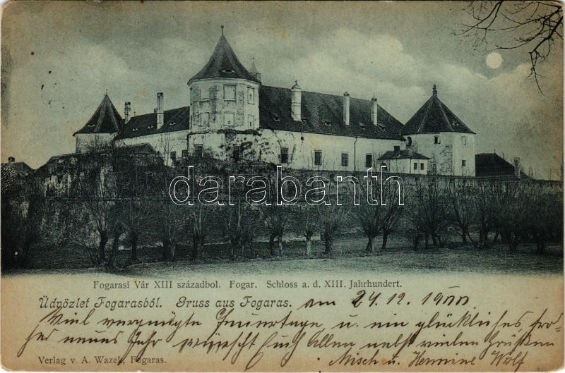 1900 Fogaras, Fagaras; vár a XIII. századból este. A. Wazel / castle from the 13th century, night (EK)