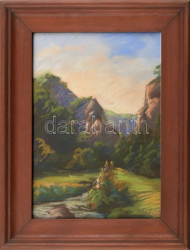 Bertalan Rózsa (1900-1987): Szádelő (Felvidék, Kassa környéke), 1939. Pasztell, papír, jelzés nélkül, jobbra lent autográf címadással és datálással, 30x21 cm. Dekoratív, üvegezett fakeretben.