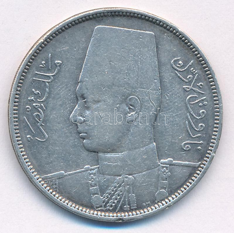 Egyiptom 1937. 10Q Ag 'Fárúk' T:VF karc Egypt 1937. 10 Qirsh Ag 'Farouk' C:VF scratch Krause KM# 367