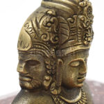 Háromfejű istenség szobor. Bronz, márvány talapzaton m: 10 cm, sz: 15 cm - Image 3