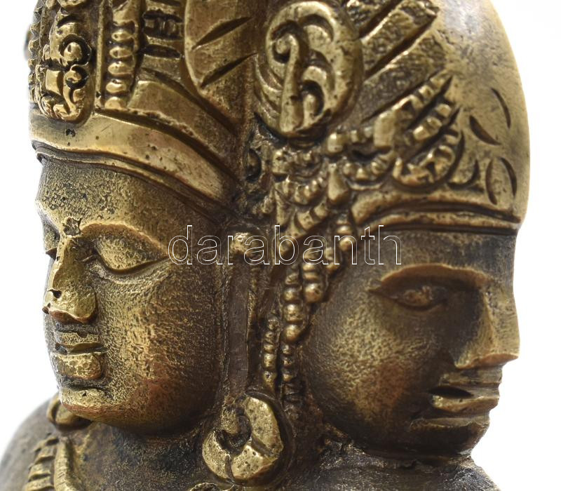Háromfejű istenség szobor. Bronz, márvány talapzaton m: 10 cm, sz: 15 cm - Image 4