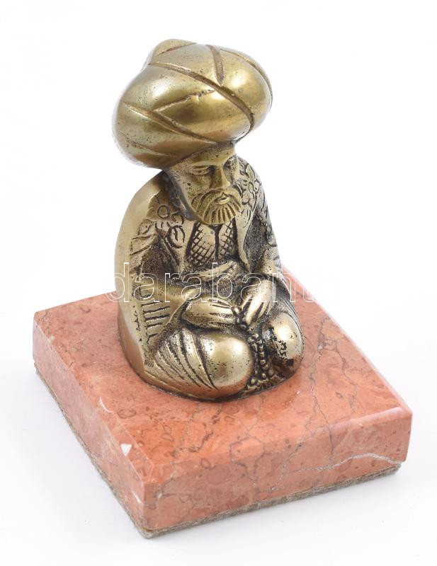Naszreddin szúfi hodzsa figura szobor. Bronz, márvány talapzaton m: 10 cm