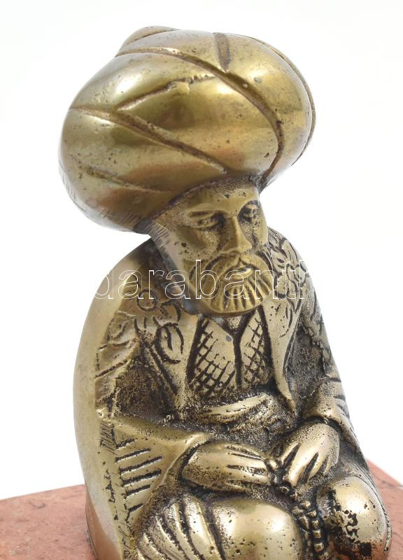 Naszreddin szúfi hodzsa figura szobor. Bronz, márvány talapzaton m: 10 cm - Image 2