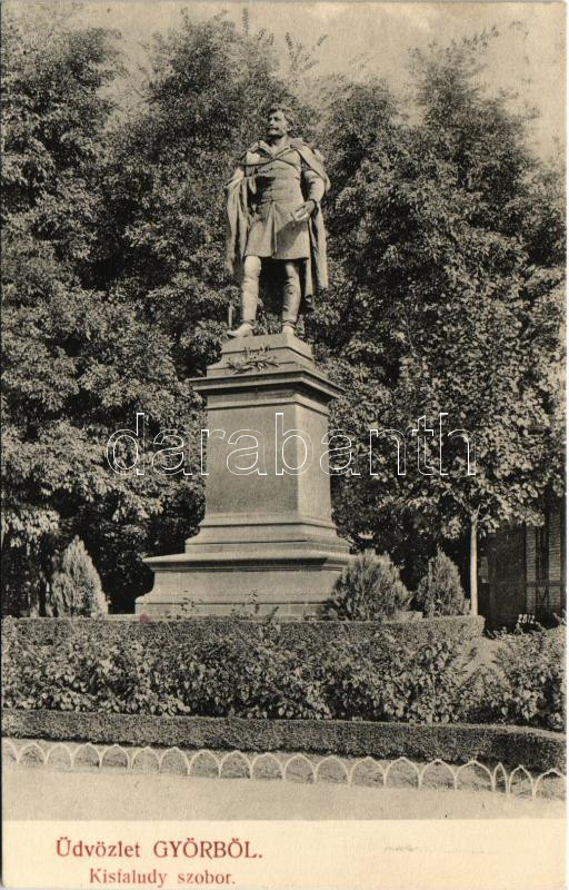 1907 Győr, Kisfaludy szobor. Berecz Viktor kiadása