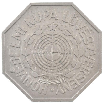 ~1970-1980. 'MHSZ - Honvédelmi Kupa Lövészverseny' ezüstözött bronz emlékérem (61x61mm) T:AU,XF