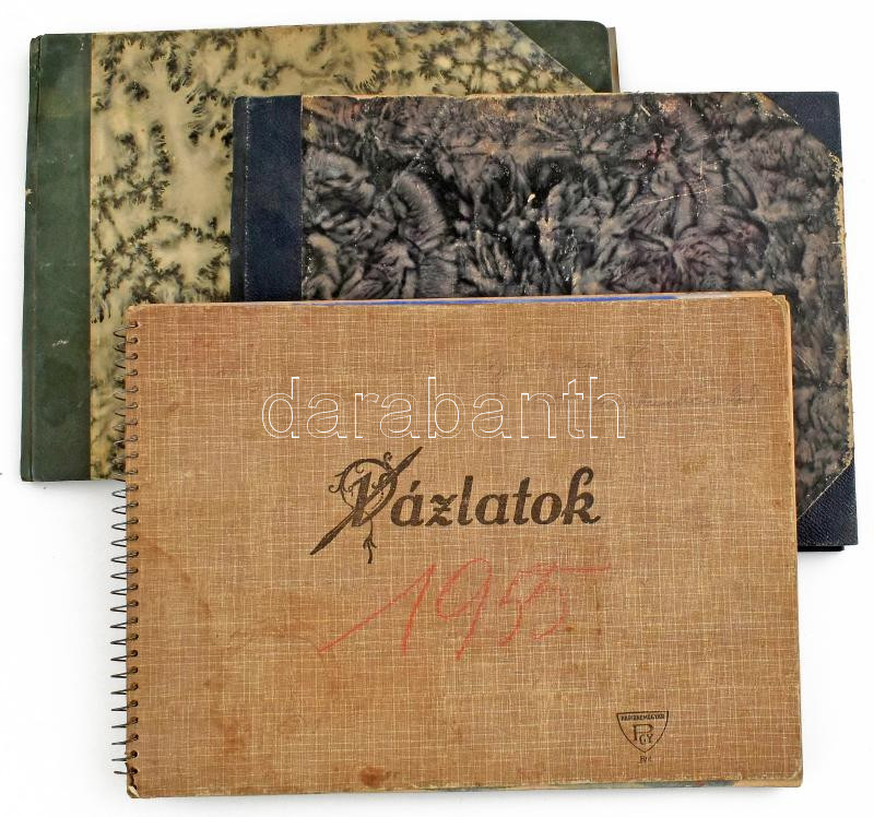 Bertalan Rózsa (1900-1987): 3 db vázlatfüzet rajzokkal, különböző helyszínekről: Balaton (Balatonalmádi, Füred, Tihany, Alsóörs stb.), Balatonfelvidék, Bakony (Herend, Csesznek stb.), Székesfehérvár, Gárdony, Veszprém, Dunavecse - Image 2