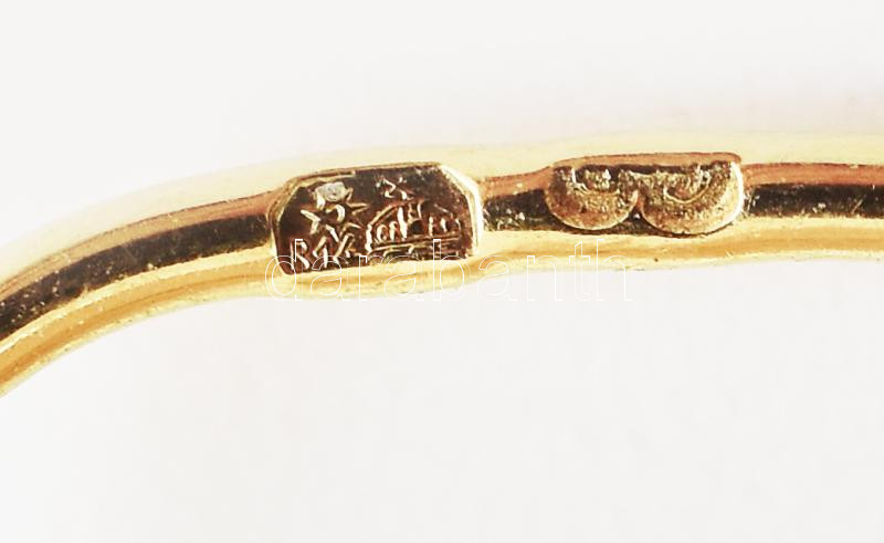 Arany (Au/14k) fülbevaló, jelzett, nettó: 5,9g. h: 2,5 cm - Image 3