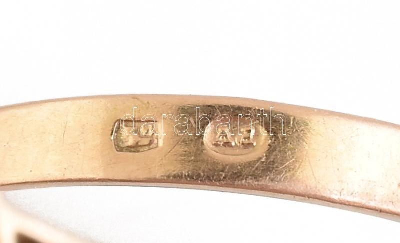 Arany (Au/14k) gyűrű ametiszttel ékítve, jelzett, bruttó: 4,21g. m: 57 - Image 3