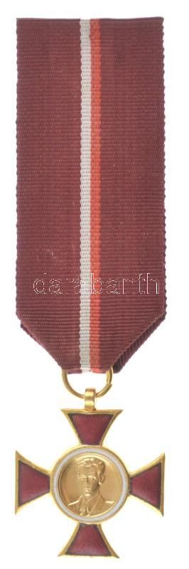 Lengyelország 1985. 'Jan Krasicki Kereszt, arany fokozat' zománcozott, aranyozott kitüntetés mellszalagon T:UNC,AU Poland 1985. 'Jan Krasicki Cross, Gold grade' enamelled, gilt medal with ribbon C:UNC,AU