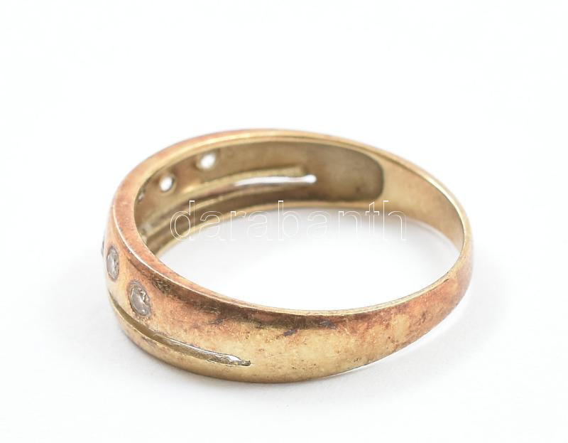 Arany (Au/14k) gyűrű kövekkel ékítve, jelzett, bruttó: 2,76g. m: 58 - Image 2
