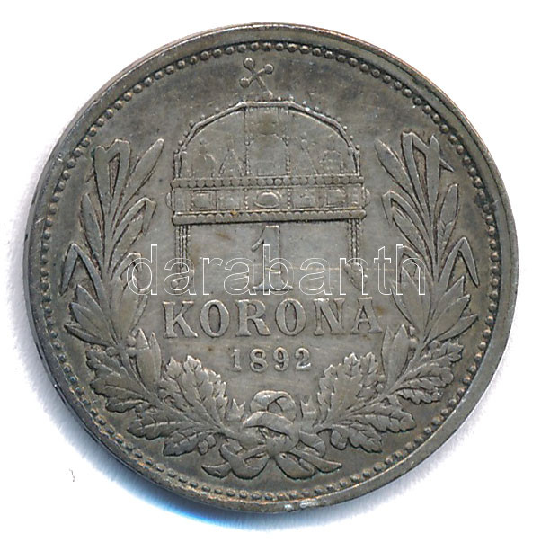 1892KB 1K Ag 'Ferenc József' T:VF,F patina, ph. Adamo K5 - Image 2