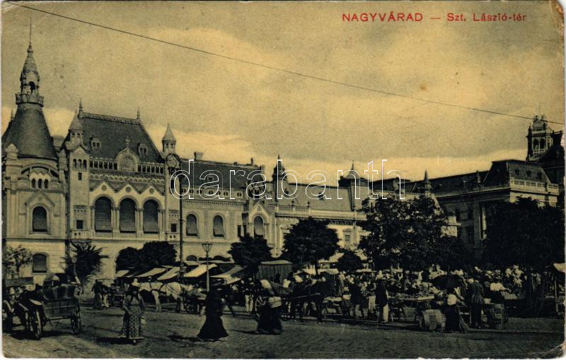 1912 Nagyvárad, Oradea, Grosswardein; Szent László tér, piac. Stern Béla 26259 (W.L. ?) / market square (EK)