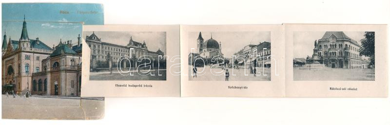 1918 Pécs, Pályaudvar, vasútállomás. leporellólap 10 képpel, közte zsinagóga (szakadás / tear) - Image 2