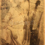Régi, fa litográfiás zenedoboz, asztali dísz, működik, szép dallammal, kopásokkal, 12x9 cm - Image 2