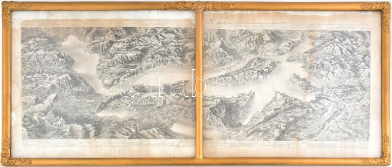 cca 1830 Svájc domborzati térkép, Luzern és a Vierwaldstätter See környékéről (Malerisches Relief des klassischen Bodens der Schweiz, II. Section: enthaltend einen Theil der Ur-Kantone Uri, Schwyz und Unterwalden mit der westlichen Hälfte