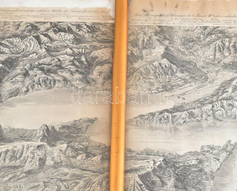 cca 1830 Svájc domborzati térkép, Luzern és a Vierwaldstätter See környékéről (Malerisches Relief des klassischen Bodens der Schweiz, II. Section: enthaltend einen Theil der Ur-Kantone Uri, Schwyz und Unterwalden mit der westlichen Hälfte - Image 2