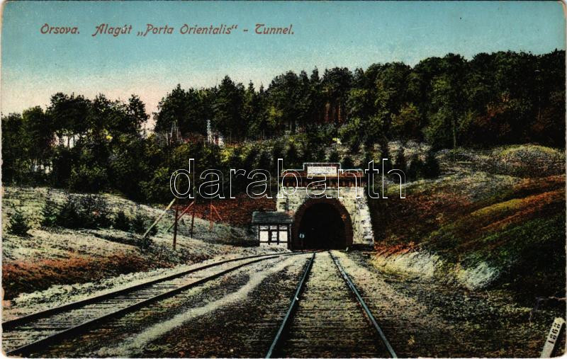 1916 Orsova, Vasúti alagút Porta Orientális / 'Ad Orientem' railway tunnel (szakadás / tear)