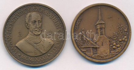 Kiss Sándor (1925-1999) 1982. 'MÉE Szombathelyi csoportja - Jurisics Miklós / Kőszeg' kétoldalas bronz emlékérem (42,5mm) + DN 'Nyír Tourist / Csapoda' kétoldalas bronz emlékérem (40mm) T:UNC,AU apró karc