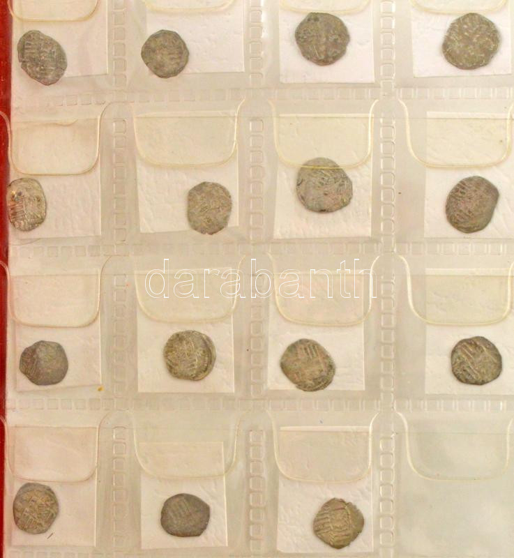 1387-1427. Parvus Ag 'Zsigmond' kapszulában (50db) kisalakú, fekete műbőr berakóban, szinte mindegyik külön típus, közte ritkábbak is T:AU-VF patina Hungary 1387-1427. Parvus Ag 'Sigismund' (50pcs) in a small faux leather binder, almost - Image 2