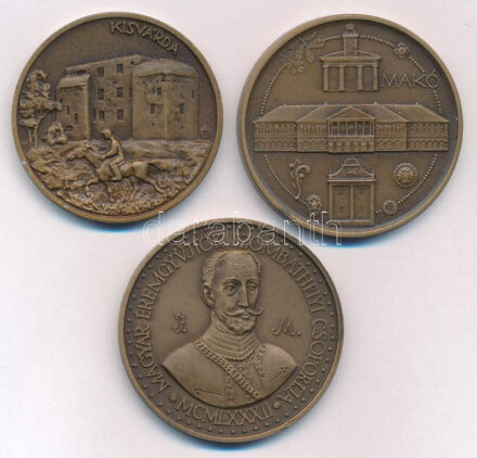 3db-os vegyes, bronz emlékérem tétel, közte 'Kisvárda, Makó, Jurisics Miklós / Kőszeg' T:UNC,AU