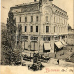 1904 Bucharest, Bukarest, Bucuresti, Bucuresci; Magasinul general de Paris / shopping palace, newspaper kiosk, road construction