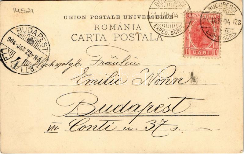 1904 Bucharest, Bukarest, Bucuresti, Bucuresci; Magasinul general de Paris / shopping palace, newspaper kiosk, road construction - Image 2