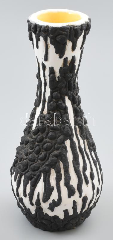 Retró mintás váza, mázas kerámia, Király Károly, jelzés nélkül, hibátlan, m: 22 cm