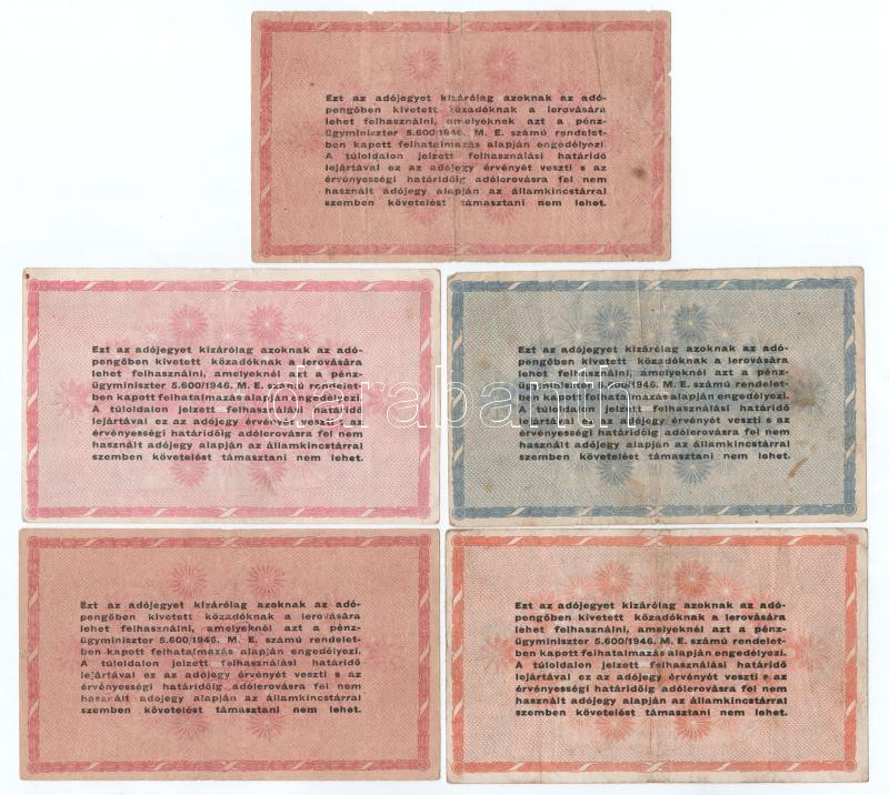 1946. 1.000.000AP (3x) kettő vízjeles papíron és sorszámmal, a harmadik sima papíron sorszám nélkül + 10.000.000AP sima papíron + 100.000.000AP T:F,VG közte folt, szakadás - Image 2