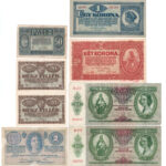 1914. 2K 'C' + 1920. 20f (2x) + 50f + 1K + 2K + 1936. 10P (2x) T:F-VG nagyrészt, közte két db AU