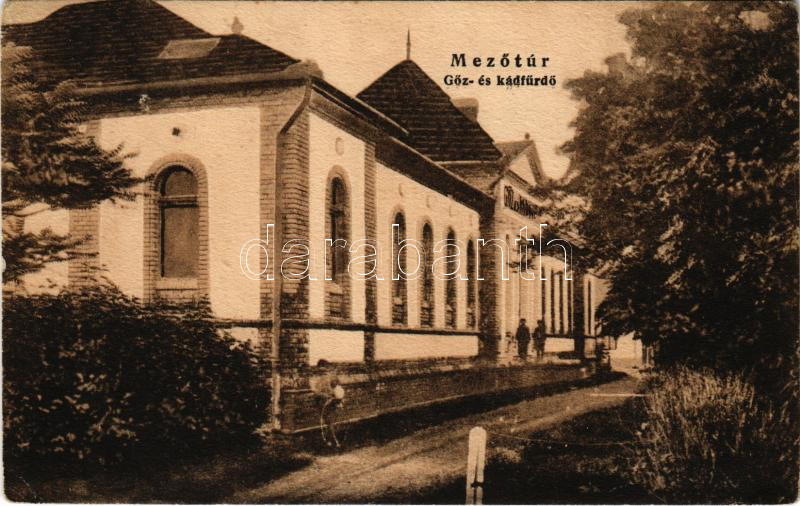 1922 Mezőtúr, gőz- és kád fürdő. Borbély Gyula kiadása (EB)