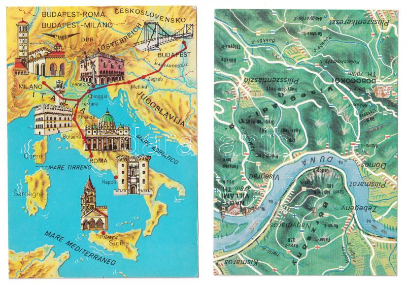 15 db MODERN térképes képeslap / 15 modern map motive postcards - Image 2
