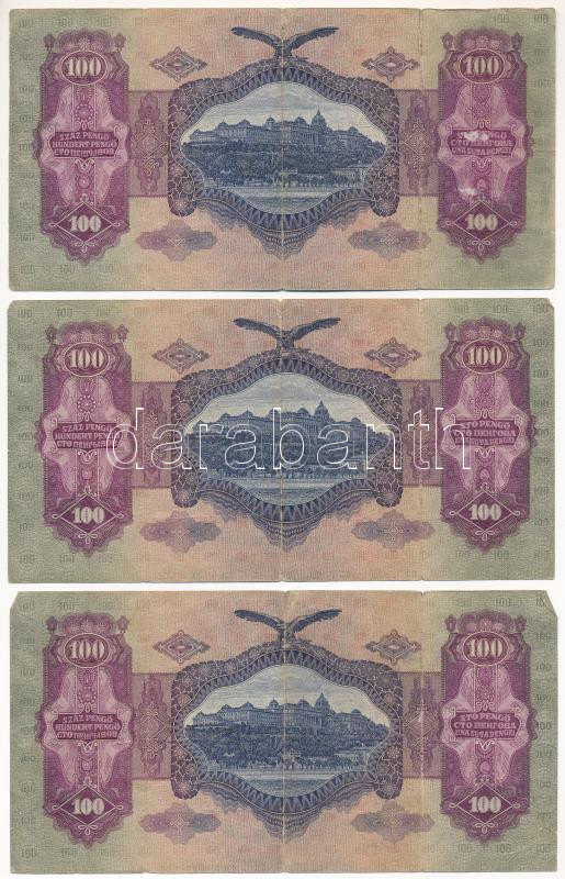 1930. 100P (3x) sorszámkövetők ' *E 008 036734 - *E 008 036736' T:F,VG szakadás, kis anyaghiba - Image 2