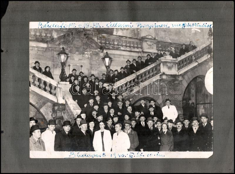 1940 Budafoki M. kir. Állami borpince megtekintése nagy méretű fotó kartonon 24x18 cm