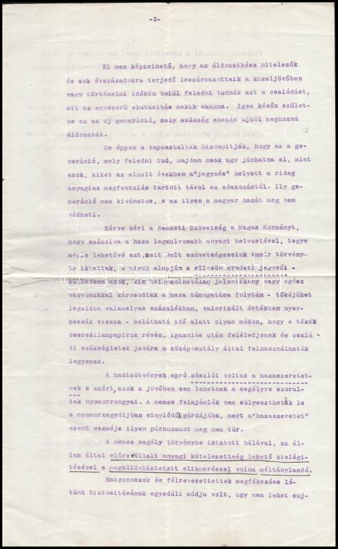 1925 Magyar Mérnökök és Építészek Szövetsége beadványa a kormányhoz a háborús kötvények visszafizetése ügyében, sokszorosított gépirat, Jendrassik Kornél (1868-1931) gépészmérnök, a Szövetség titkára, a gépészeti, - Image 3