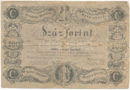 1848. 100Ft 'Kossuth bankó' jelzetlen replika! T:VG szakadás, folt