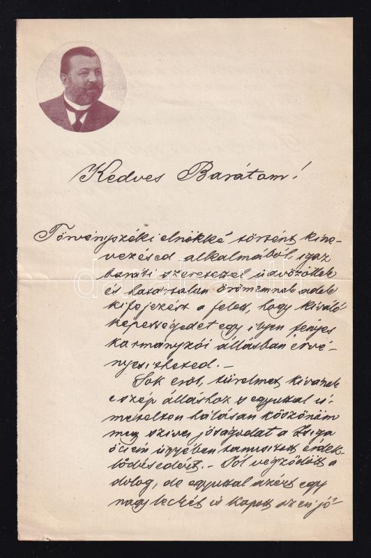 1904 Debrecen, árvaházi igazgató levele fejléces levélpapíron (saját képével)