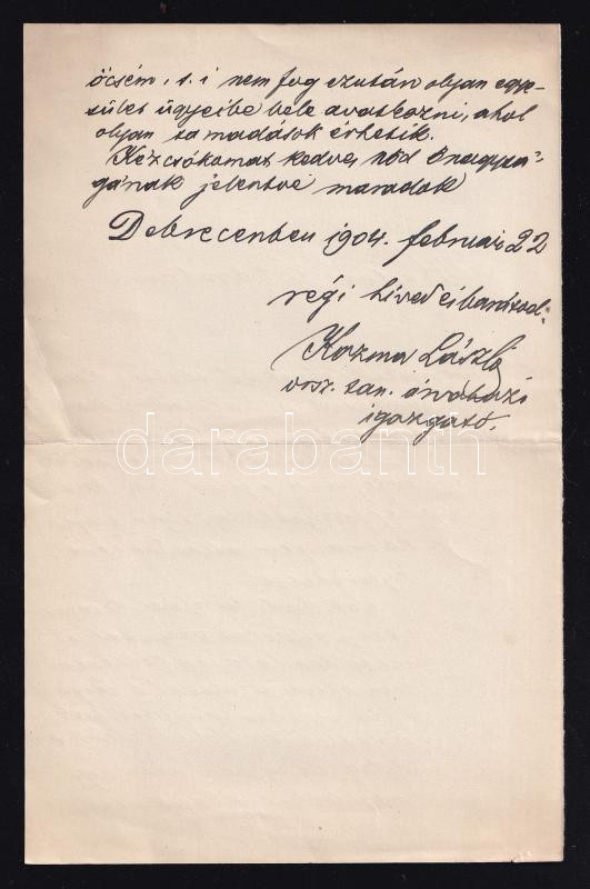 1904 Debrecen, árvaházi igazgató levele fejléces levélpapíron (saját képével) - Image 2