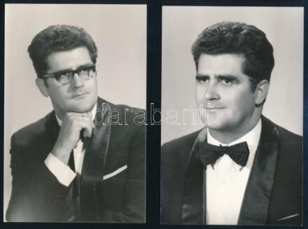 Zámbó István (1932-2007) karmester, 2 db fotó, a hátoldalon pecséttel jelezettek ('Bakony' Szolgáltatóipari Szövetkezet, Veszprém), 14x9 cm