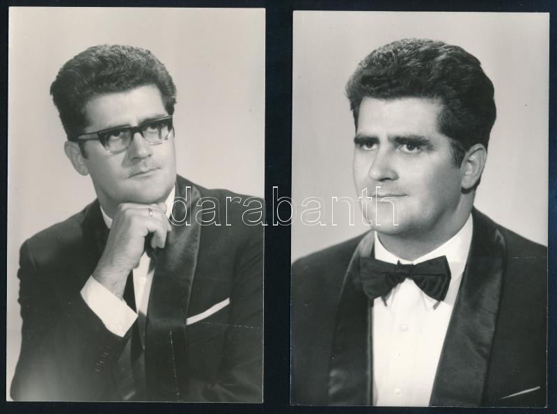 Zámbó István (1932-2007) karmester, 2 db fotó, a hátoldalon pecséttel jelezettek ('Bakony' Szolgáltatóipari Szövetkezet, Veszprém), 14x9 cm