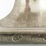 Ezüst (Ag) Berlini teáskanna, tetején a gomb fogantyú kis javításra szorul, jelzett, mester: J. Eichner. m: 26 cm, nettó: 694 g (Vésett ES monogram az oldalán) - Image 3