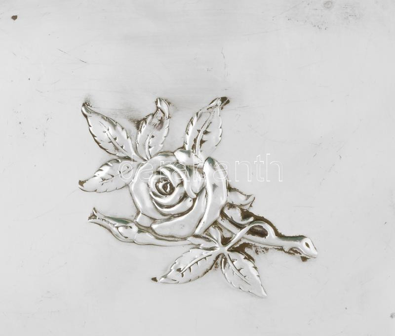 Ezüst (Ag) Reed&Barton Classic Rose sterling /925 rózsás kínálótál, jelzett, 21x21cm, nettó: 290g - Image 2