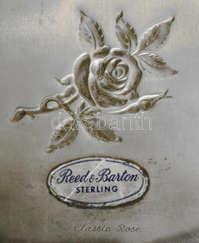 Ezüst (Ag) Reed&Barton Classic Rose sterling /925 rózsás kínálótál, jelzett, 21x21cm, nettó: 290g - Image 3