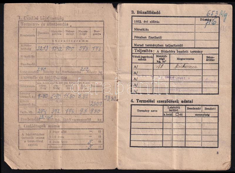 cca 1950 Kulák beadási könyve - Image 2