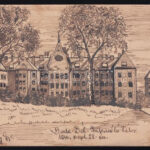 1946 2 db hadifogolytáborban készült tusrajz 12x10 cm, 25x10 cm