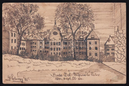 1946 2 db hadifogolytáborban készült tusrajz 12x10 cm, 25x10 cm
