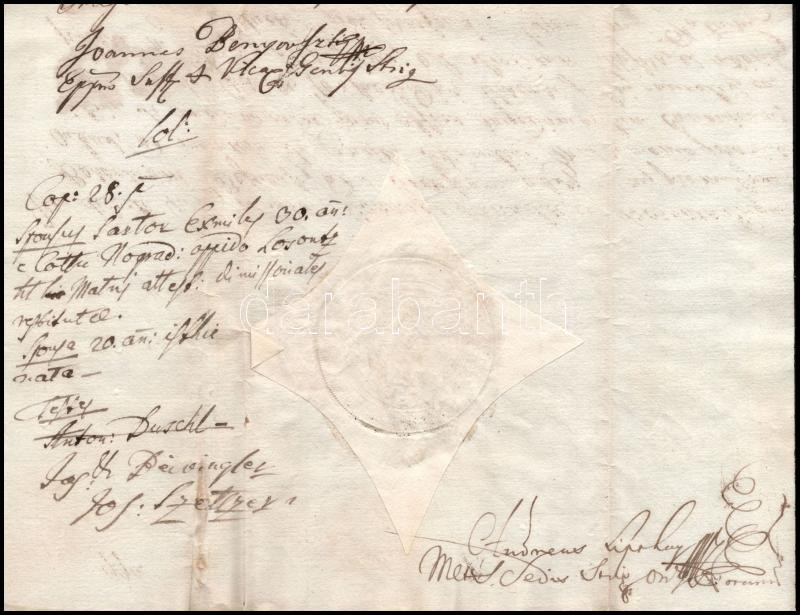 1823 Benyovszky János(1756-1827) püspök és Rudnyánszky József (1788-1859) püspök aláírása Rudnay Sándor esztergomi érsek fejléces szárazpecsétes hivatalos okmányán - Image 3