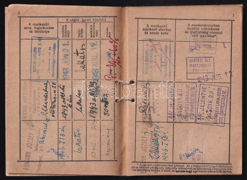 1943 Lakatos munkakönyve - Image 2