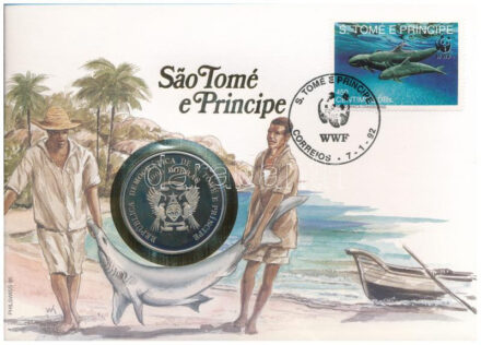 Sao Tomé és Principe 1996. 1000D Cu-Ni 'Atlantai Olimpia 1996 - Futás' forgalomba nem került emlékkiadás felbélyegzett borítékban, bélyegzéssel T:PP patina Sao Tomé és Principe 1996. 1000 Dobras Cu-Ni 'Atlanta Olympics 1996 - Runner'