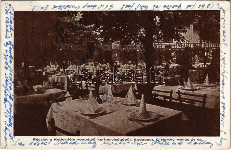 1930 Budapest XI. Ketter étterem, kerthelyiség. Horthy Miklós út 48. (ma Bartók Béla út) (EK)
